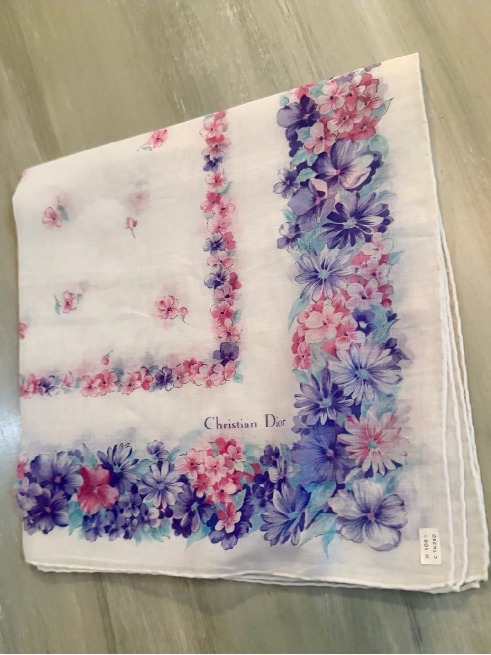Christian Dior floral handkerchief scarf bandanna bag accessory